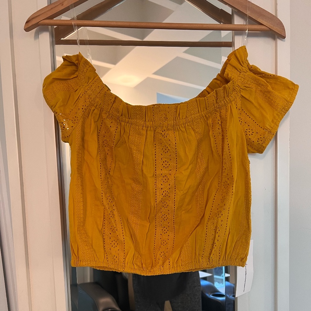 Yellow Off the Shoulder Crop Top